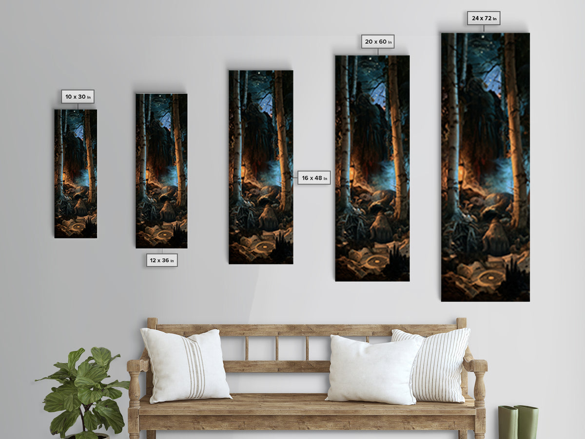 The Sleeper In The Birch Grove, Lovecraftian Portrait Art, Tall Narrow Wall Art, Framed Canvas Print, Gothic Wall Decor, Macabre Wall Art