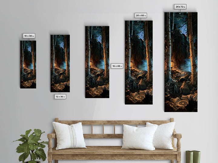 The Sleeper In The Birch Grove, Lovecraftian Portrait Art, Tall Narrow Wall Art, Framed Canvas Print, Gothic Wall Decor, Macabre Wall Art
