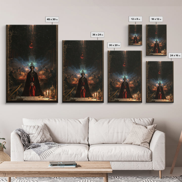 The Feast Of The Pale Cult, Victorian Gothic Art, Vertical Wall Art, Framed Canvas Print, Gothic Wall Decor, Halloween Portrait Art