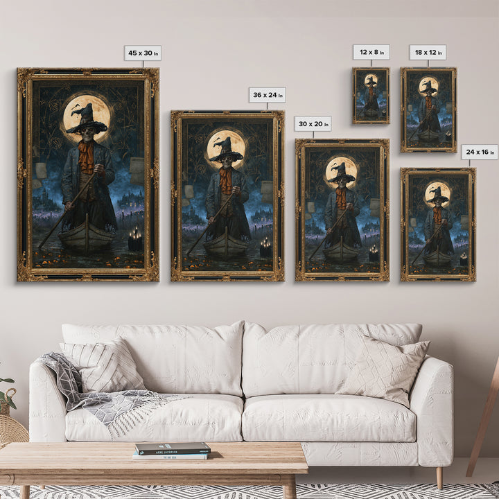 The Ferryman Of The Outer Marsh, Victorian Gothic Art, Vertical Wall Art, Canvas Print, Gothic Wall Decor, Halloween Portrait Art