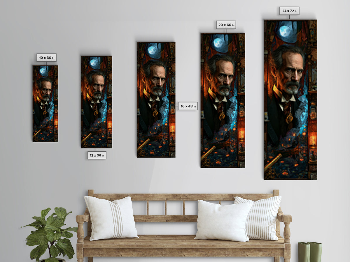 The Ferryman Of The Outer Marsh, Victorian Gothic Art, Tall Narrow Wall Art, Framed Canvas Print, Gothic Wall Decor, Halloween Portrait Art