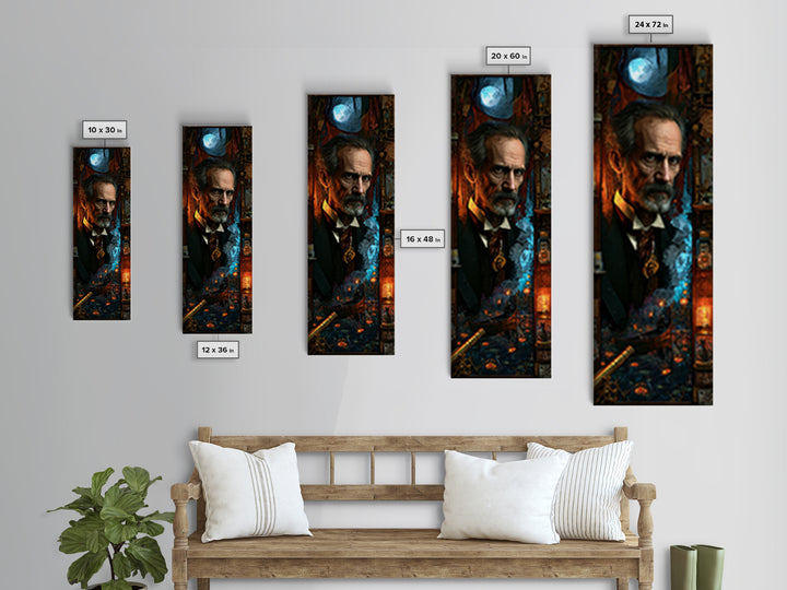 The Ferryman Of The Outer Marsh, Victorian Gothic Art, Tall Narrow Wall Art, Framed Canvas Print, Gothic Wall Decor, Halloween Portrait Art