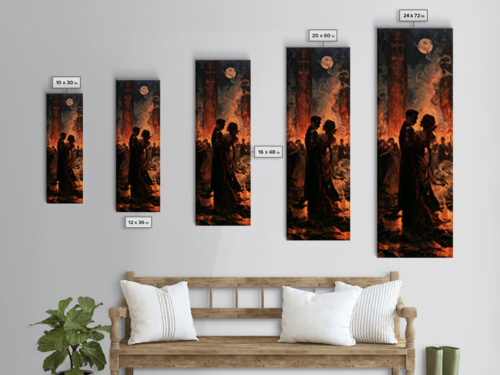 The Ballroom Of Silent Shoggoths, Victorian Horror Portrait, Tall Narrow Wall Art, Canvas Print, Gothic Wall Decor, Halloween Portrait Art
