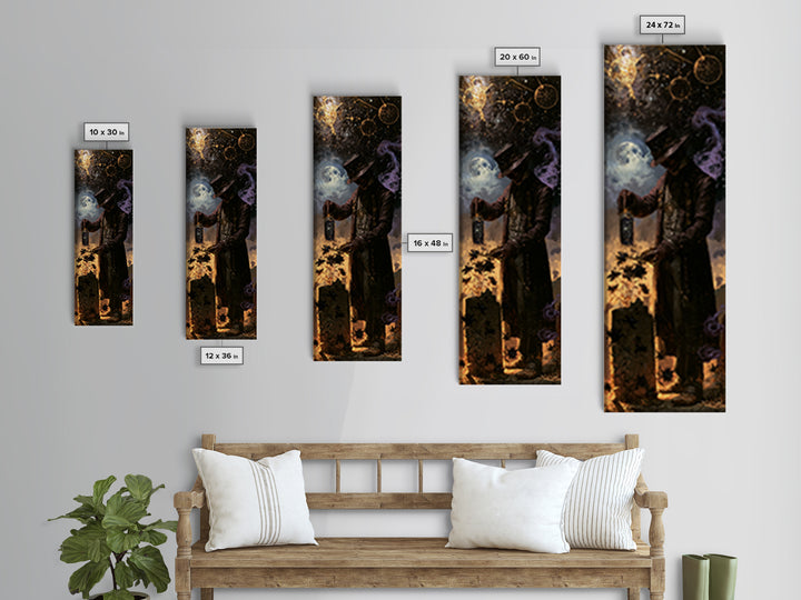 The Grave Gardener Of Yuggoth, Macabre Victorian Decor, Tall Narrow Wall Art, Framed Canvas Print, Gothic Wall Decor, Halloween Portrait Art