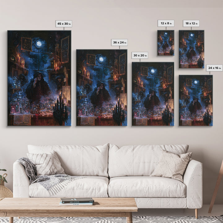 The Lantern Market Beyond The Veil, Dark Academia Wall Art, Vertical Wall Art, Framed Canvas Print, Gothic Wall Decor, Dark Fantasy Art