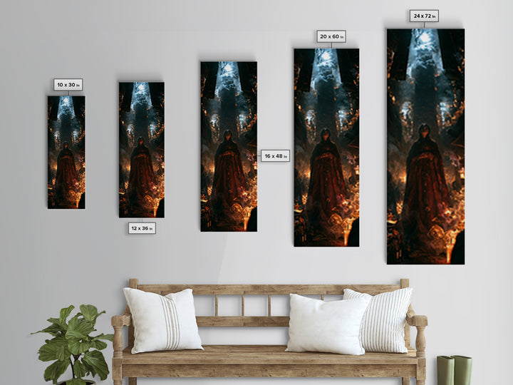 The Lantern Market Beyond The Veil, Antique Gothic Portrait, Tall Narrow Wall Art, Canvas Print, Gothic Wall Decor, Halloween Portrait Art