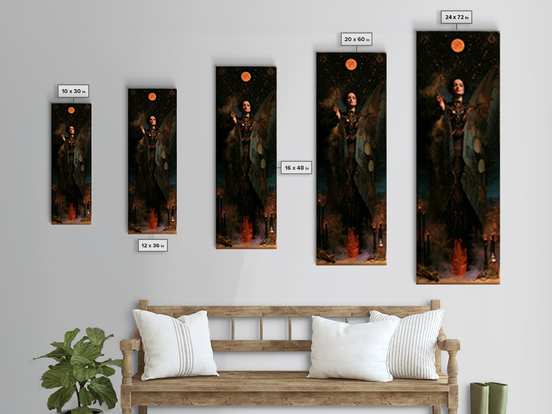 The Moth Prophet Of Kadath, Antique Gothic Portrait, Tall Narrow Wall Art, Canvas Print, Gothic Wall Decor, Halloween Portrait Art