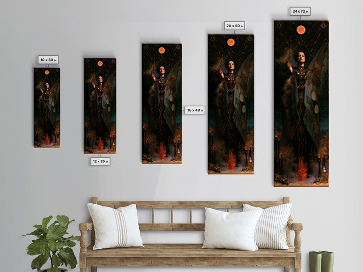The Moth Prophet Of Kadath, Antique Gothic Portrait, Tall Narrow Wall Art, Canvas Print, Gothic Wall Decor, Halloween Portrait Art
