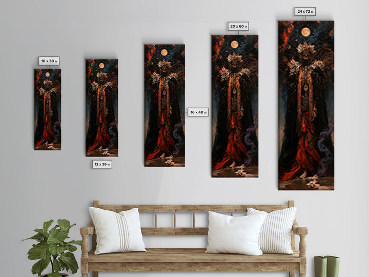 The Salt King Of The Black Shore, Antique Gothic Portrait, Tall Narrow Wall Art, Framed Canvas Print, Gothic Wall Decor, Halloween Wall Art
