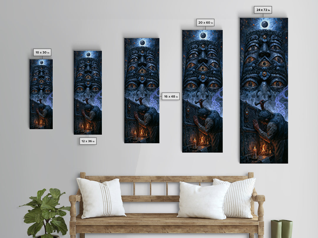 The Custodian Of The Whispering Idol, Macabre Victorian Decor, Tall Narrow Wall Art, Framed Canvas Print, Gothic Wall Decor