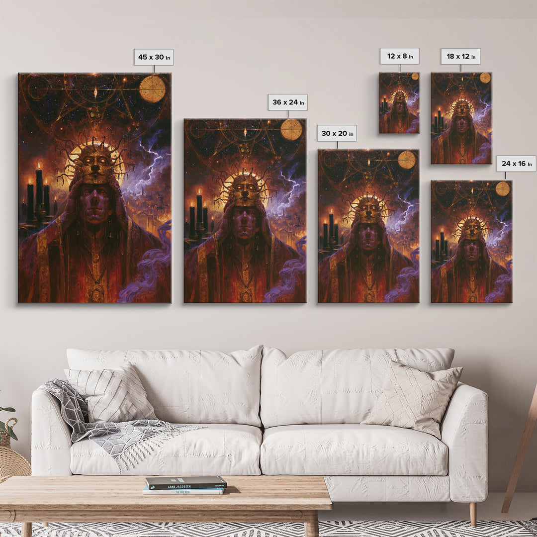 The Mask Of The Crawling God, Victorian Gothic Art, Vertical Wall Art, Framed Canvas Print, Gothic Wall Decor, Halloween Portrait Art