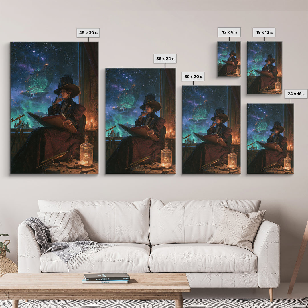 The Candelit Ark Of Forgotten Stars, Victorian Gothic Art, Vertical Wall Art, Canvas Print, Gothic Wall Decor, Halloween Portrait Art