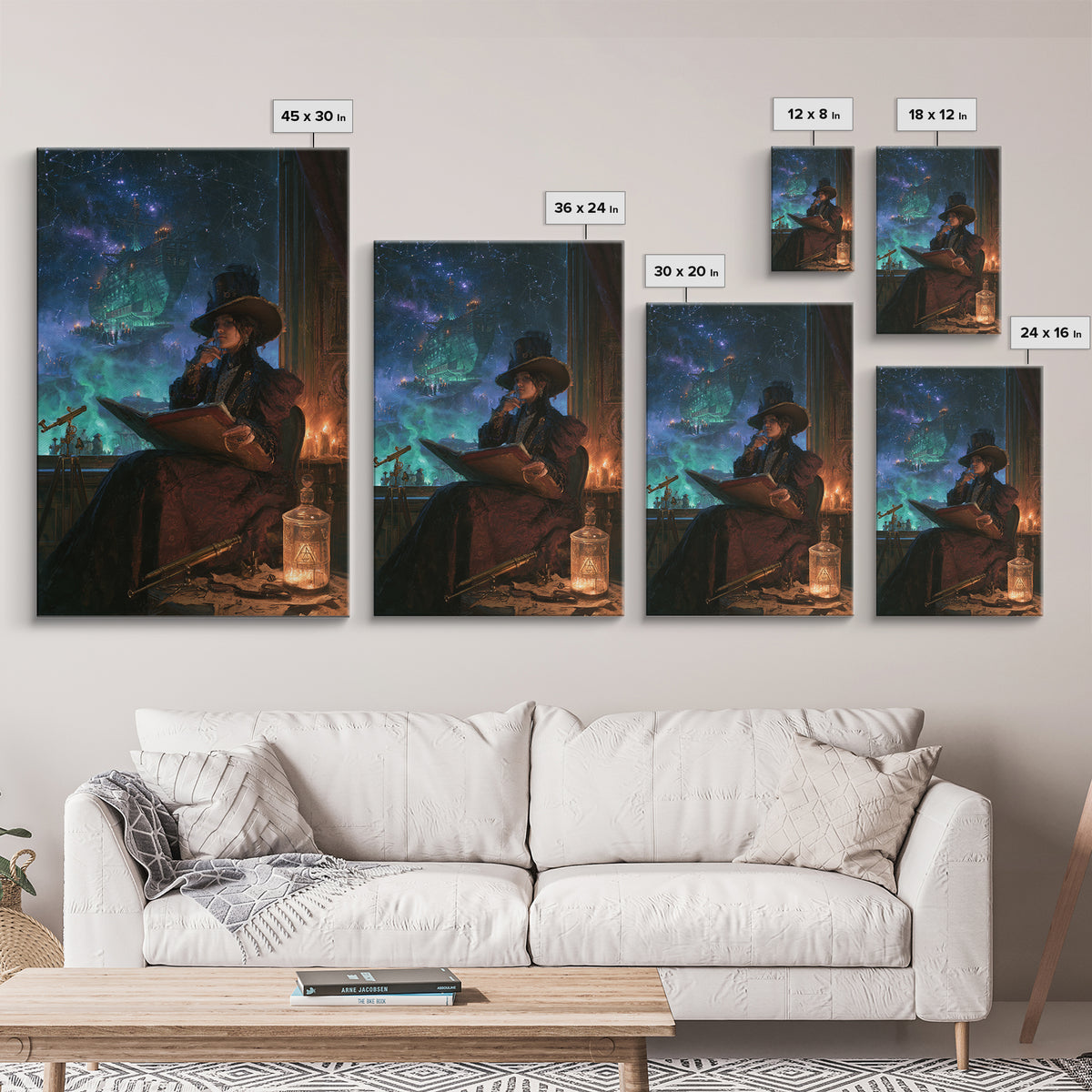 The Candelit Ark Of Forgotten Stars, Victorian Gothic Art, Vertical Wall Art, Canvas Print, Gothic Wall Decor, Halloween Portrait Art