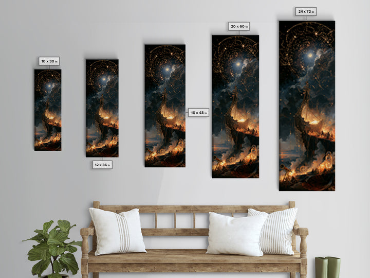 The Candelit Ark Of Forgotten Stars, Victorian Horror Portrait, Tall Narrow Wall Art, Framed Canvas Print, Gothic Wall Decor