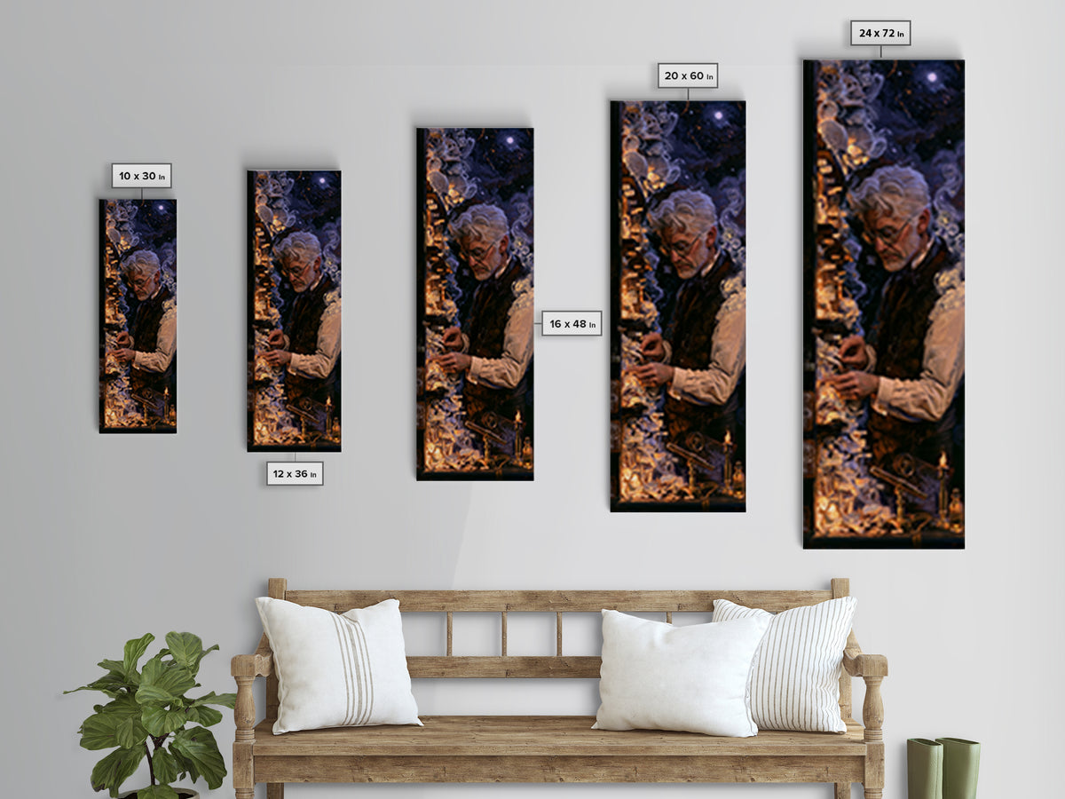 The Archivist Of Dreaming Bones, Macabre Victorian Decor, Tall Narrow Wall Art, Canvas Print, Gothic Wall Decor, Halloween Portrait Art