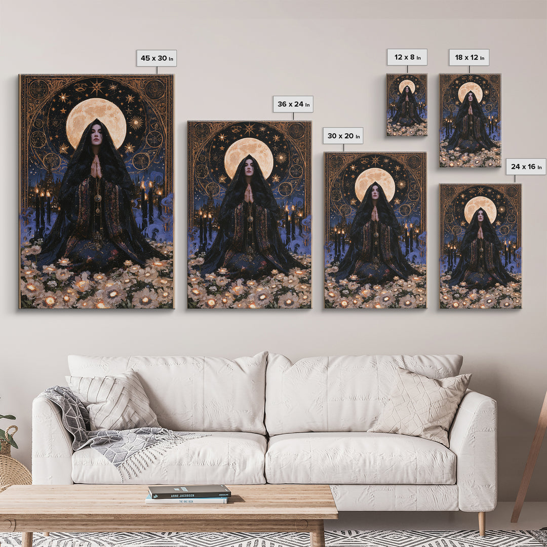 The Garden Of The Eyeless Moon, Lovecraftian Portrait Art, Vertical Wall Art, Framed Canvas Print, Gothic Wall Decor, Halloween Portrait Art