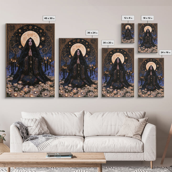 The Garden Of The Eyeless Moon, Lovecraftian Portrait Art, Vertical Wall Art, Framed Canvas Print, Gothic Wall Decor, Halloween Portrait Art