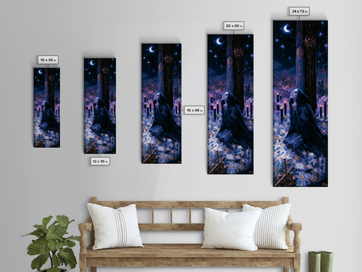 The Garden Of The Eyeless Moon, Dark Academia Wall Art, Tall Narrow Wall Art, Framed Canvas Print, Gothic Wall Decor, Halloween Portrait Art