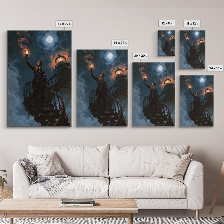 The Last Lighthouse Of Y’Ha-Nthlei, Victorian Horror Portrait, Vertical Wall Art, Canvas Print, Gothic Wall Decor, Halloween Portrait Art