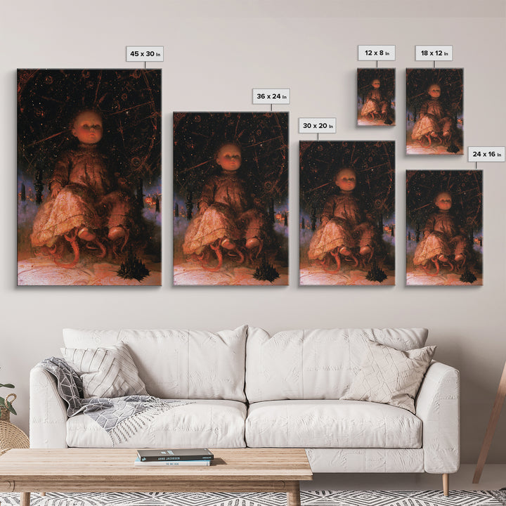 The Doll From Beyond The Void, Victorian Horror Portrait, Vertical Wall Art, Canvas Print, Gothic Wall Decor, Halloween Portrait Art