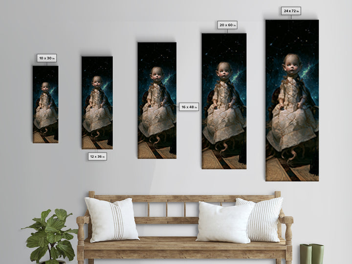 The Doll From Beyond The Void, Victorian Horror Portrait, Tall Narrow Wall Art, Canvas Print, Gothic Wall Decor, Halloween Portrait Art