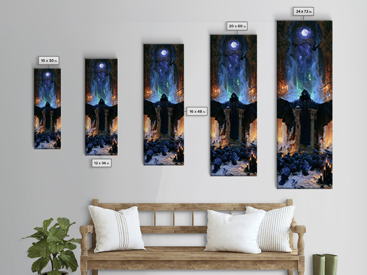 The Raven Sermon Of Leng, Victorian Gothic Art, Tall Narrow Wall Art, Canvas Print, Gothic Wall Decor, Halloween Portrait Art