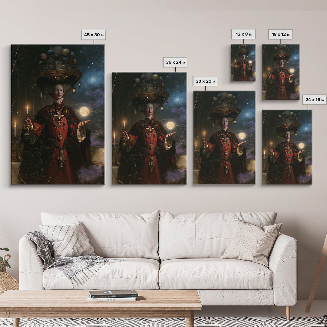 The Carousel Of Sleeping Planets, Victorian Gothic Art, Vertical Wall Art, Canvas Print, Gothic Wall Decor, Halloween Portrait Art