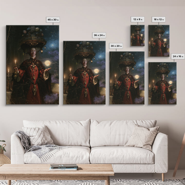 The Carousel Of Sleeping Planets, Victorian Gothic Art, Vertical Wall Art, Canvas Print, Gothic Wall Decor, Halloween Portrait Art