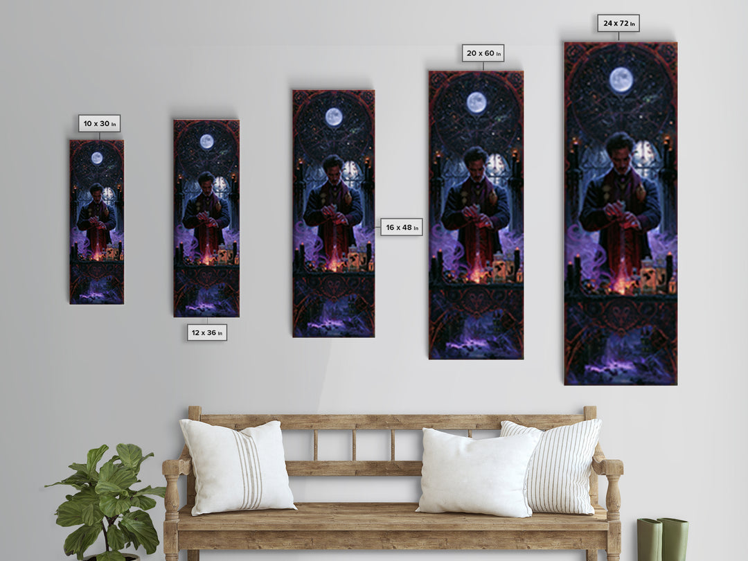 The Apothecary Of Black Seashell Dreams, Lovecraftian Portrait Art, Tall Narrow Wall Art, Framed Canvas Print, Gothic Wall Decor