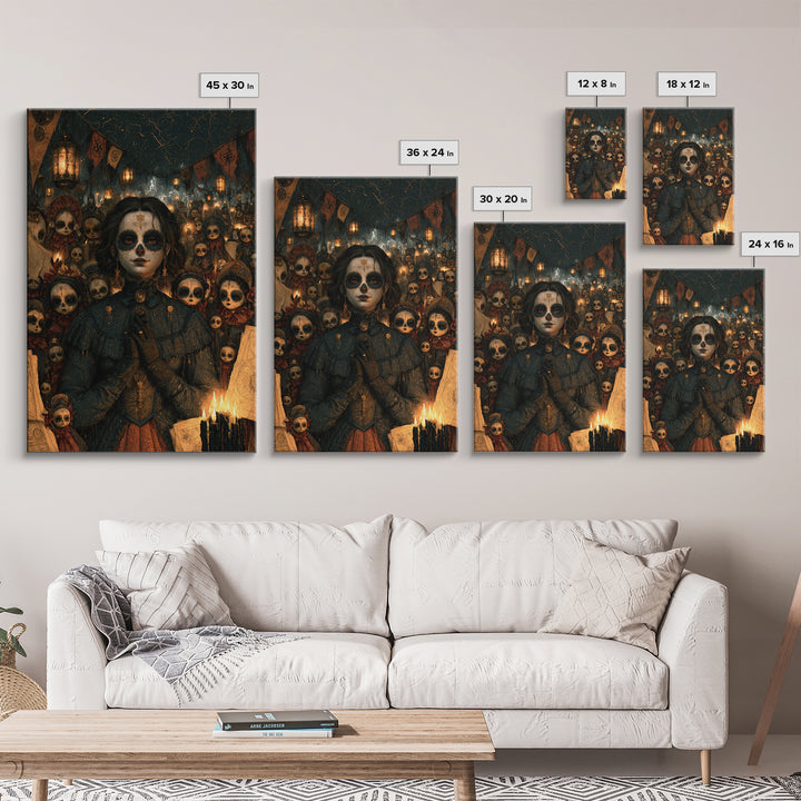 The Festival Of The Little Old Ones, Macabre Victorian Decor, Vertical Wall Art, Framed Canvas Print, Gothic Wall Decor, Gothic Home Decor