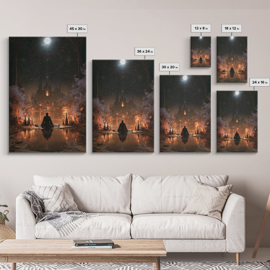 The Mirror Lake Of Lost Constellations, Victorian Gothic Art, Vertical Wall Art, Canvas Print, Gothic Wall Decor, Halloween Portrait Art