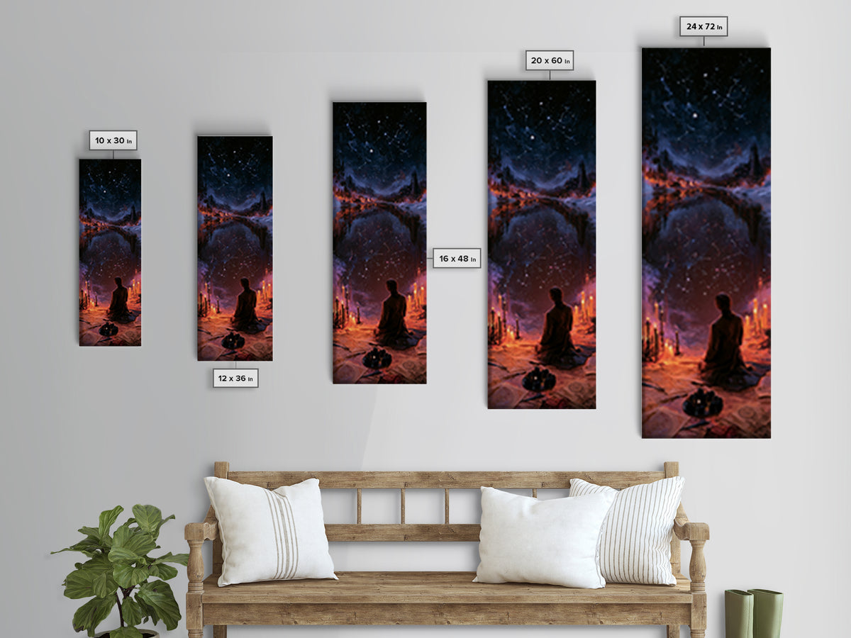 The Mirror Lake Of Lost Constellations, Lovecraftian Portrait Art, Tall Narrow Wall Art, Framed Canvas Print, Gothic Wall Decor