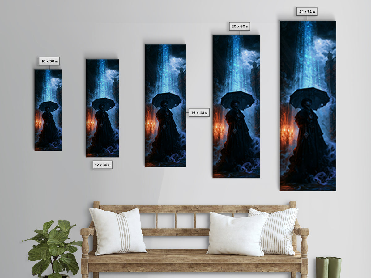 The Umbrella Of The Outer Rain, Victorian Cosmic Horror, Tall Narrow Wall Art, Canvas Print, Gothic Wall Decor, Halloween Portrait Art