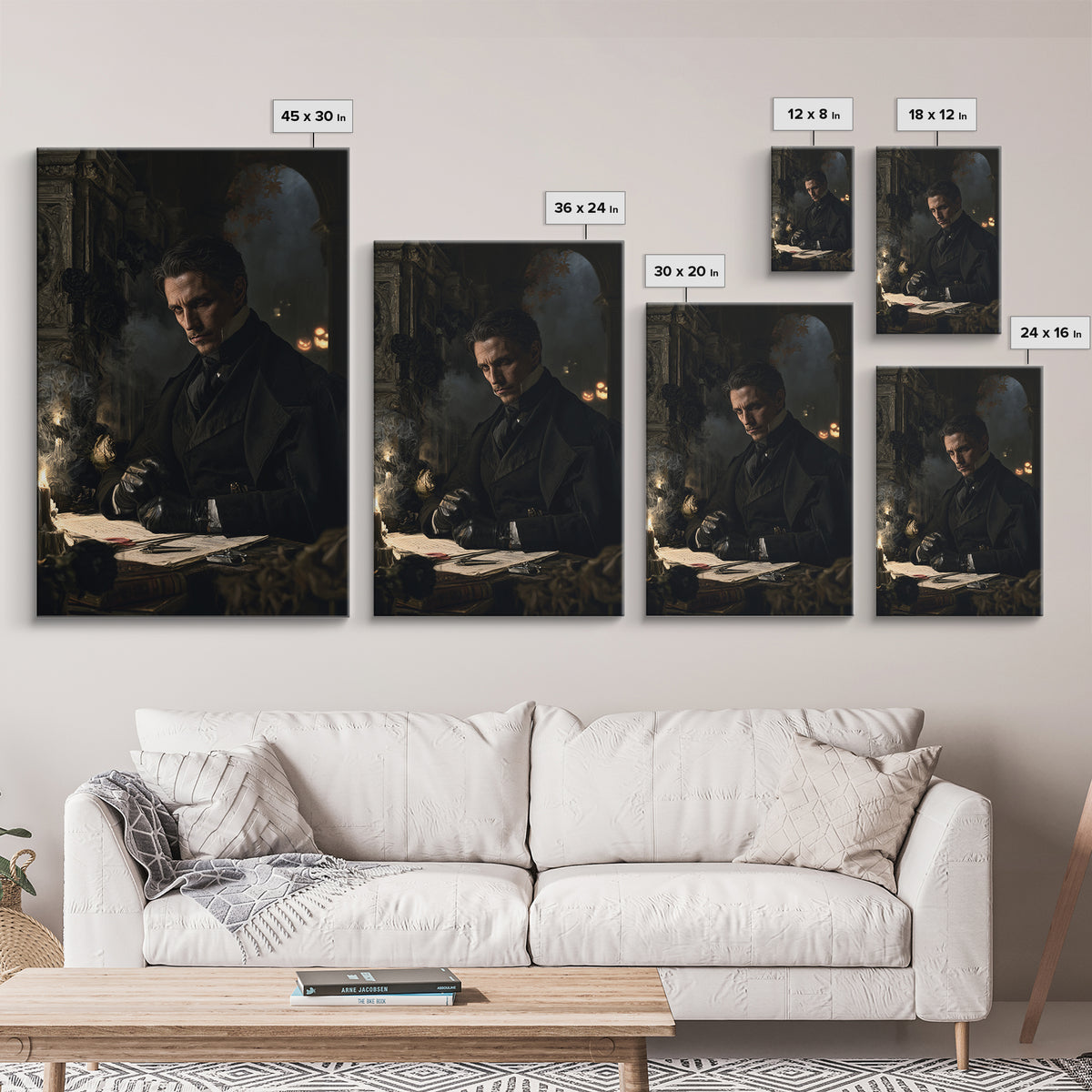 The Nocturne Barrister, Victorian Vampire Portrait, Vertical Canvas Print, Dark Academia Decor, Antique Horror Decor, Classic Monster Art