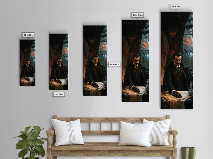 The Nocturne Barrister, Victorian Vampire Portrait, Tall Narrow Canvas Print, Macabre Home Decor, Canvas Print, Classic Monster Art