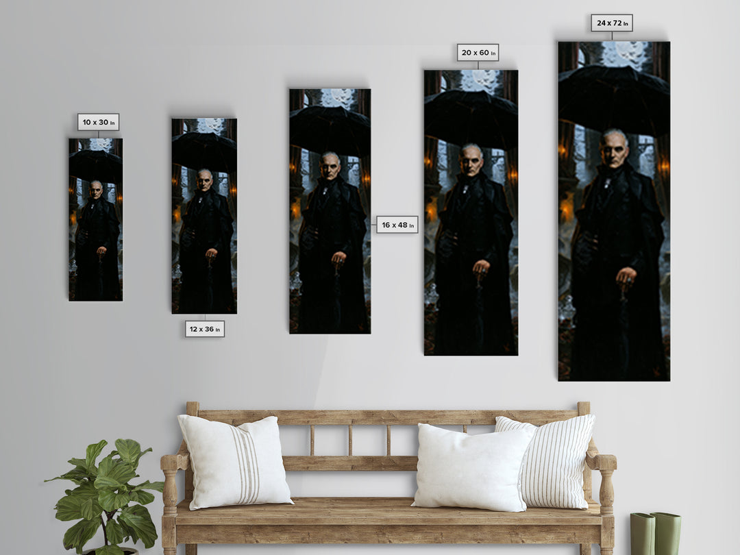 The Cemetery Gentleman, Victorian Vampire Portrait, Tall Narrow Canvas Print, Macabre Home Decor, Spooky Season Decor, Classic Monster Art