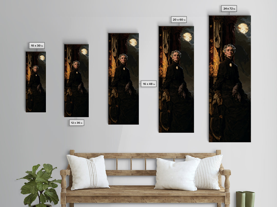 The Wolf Moon Governess, Victorian Werewolf Portrait, Tall Narrow Canvas Print, Dark Academia Decor, Canvas Print, Classic Monster Art