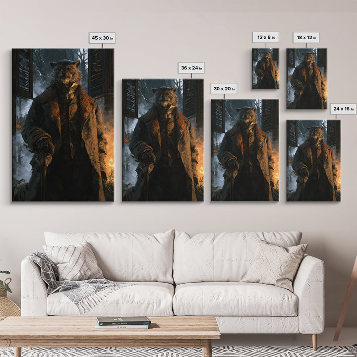 The Moorland Huntsman, Victorian Werewolf Portrait, Vertical Canvas Print, Classic Halloween Decor, Classic Monster Art
