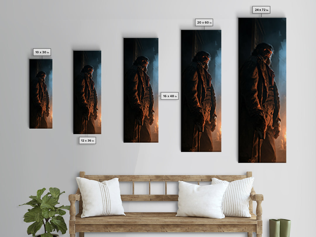 The Moorland Huntsman, Victorian Werewolf Portrait, Tall Narrow Canvas Print, Gothic Home Decor, Spooky Season Decor, Classic Monster Art