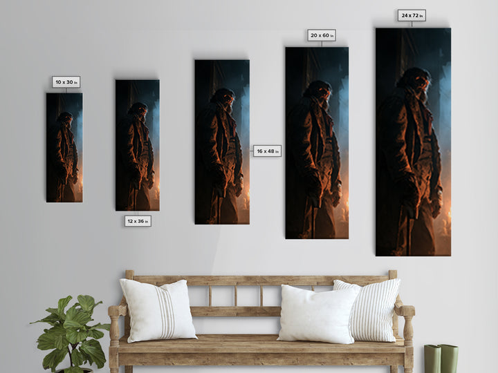 The Moorland Huntsman, Victorian Werewolf Portrait, Tall Narrow Canvas Print, Gothic Home Decor, Spooky Season Decor, Classic Monster Art