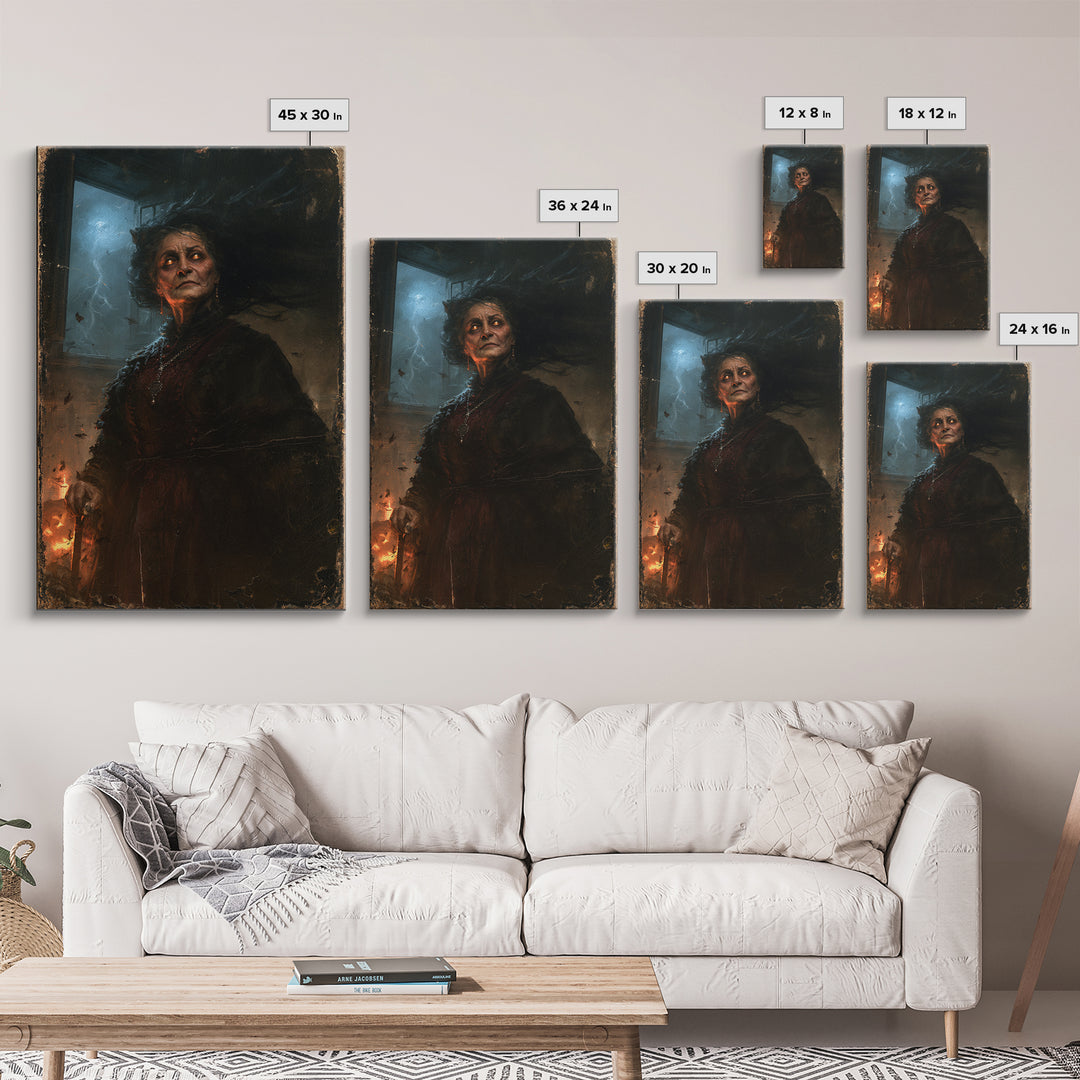 The Widow Of The Full Moon, Victorian Werewolf Portrait, Vertical Canvas Print, Gothic Home Decor, Gothic Wall Decor, Classic Monster Art