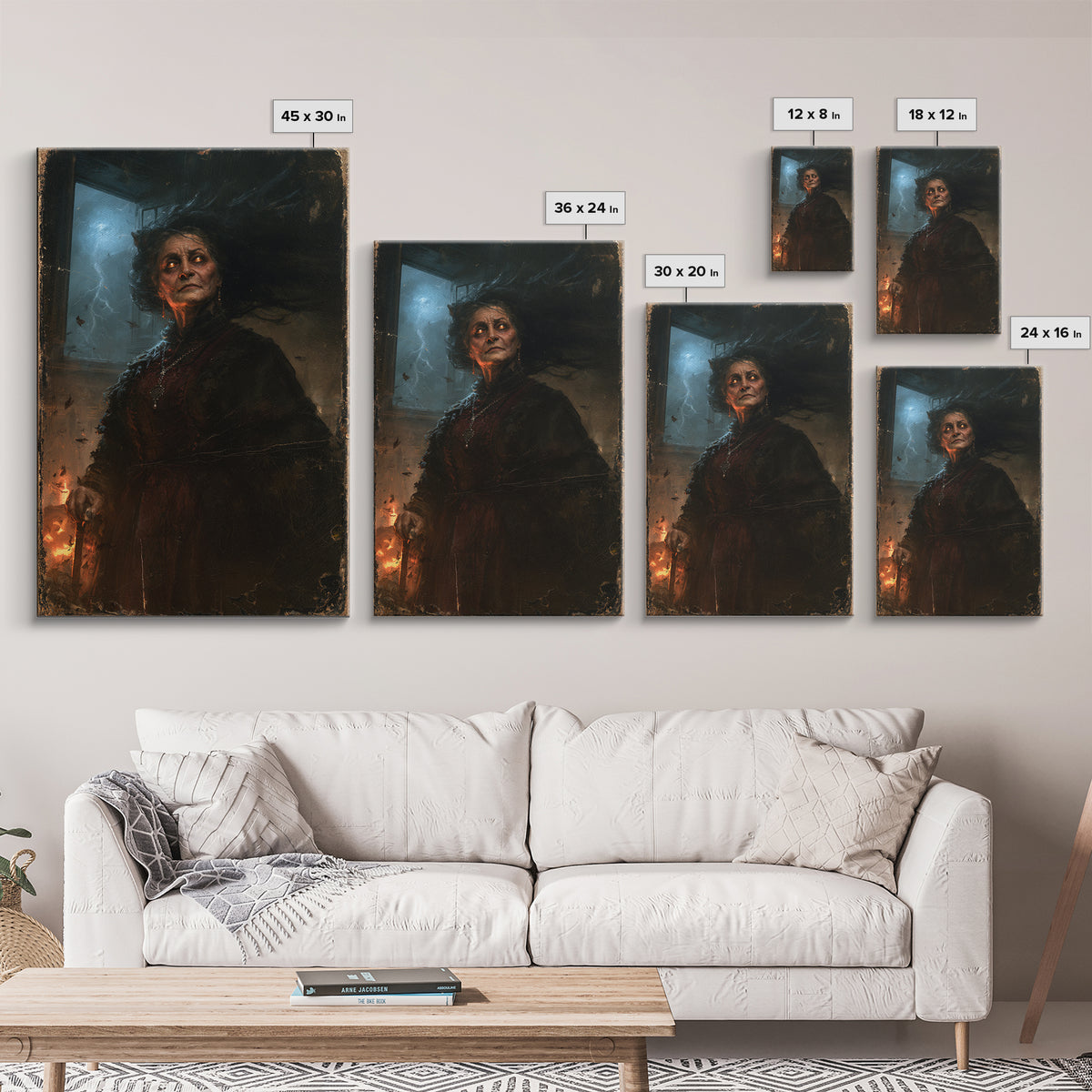 The Widow Of The Full Moon, Victorian Werewolf Portrait, Vertical Canvas Print, Gothic Home Decor, Gothic Wall Decor, Classic Monster Art