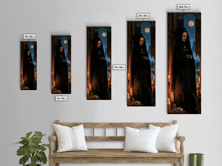 The Widow Of The Full Moon, Victorian Werewolf Portrait, Tall Narrow Canvas Print, Classic Halloween Decor, Canvas Print