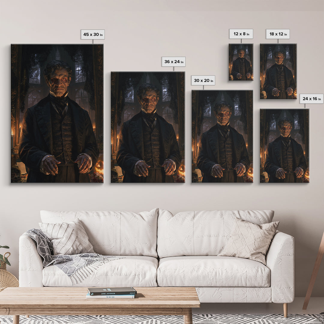 The Parish Beast, Victorian Werewolf Portrait, Vertical Canvas Print, Dark Academia Decor, Canvas Print, Classic Monster Art