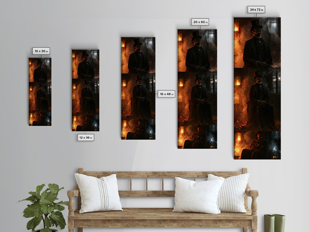 The Parish Beast, Victorian Werewolf Portrait, Tall Narrow Canvas Print, Dark Academia Decor, Antique Horror Decor, Classic Monster Art