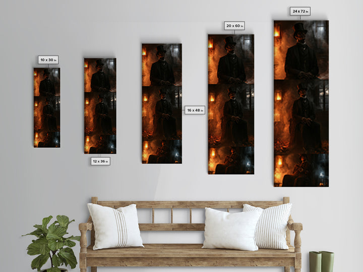 The Parish Beast, Victorian Werewolf Portrait, Tall Narrow Canvas Print, Dark Academia Decor, Antique Horror Decor, Classic Monster Art