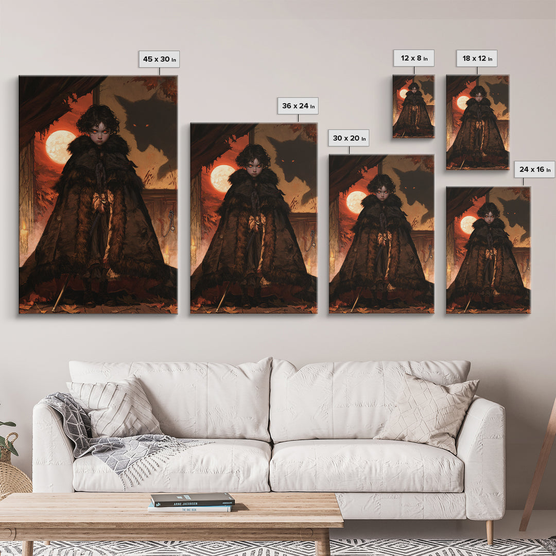 The Wolf-Child Of Ash Lane, Victorian Werewolf Portrait, Vertical Canvas Print, Gothic Home Decor, Classic Monster Art