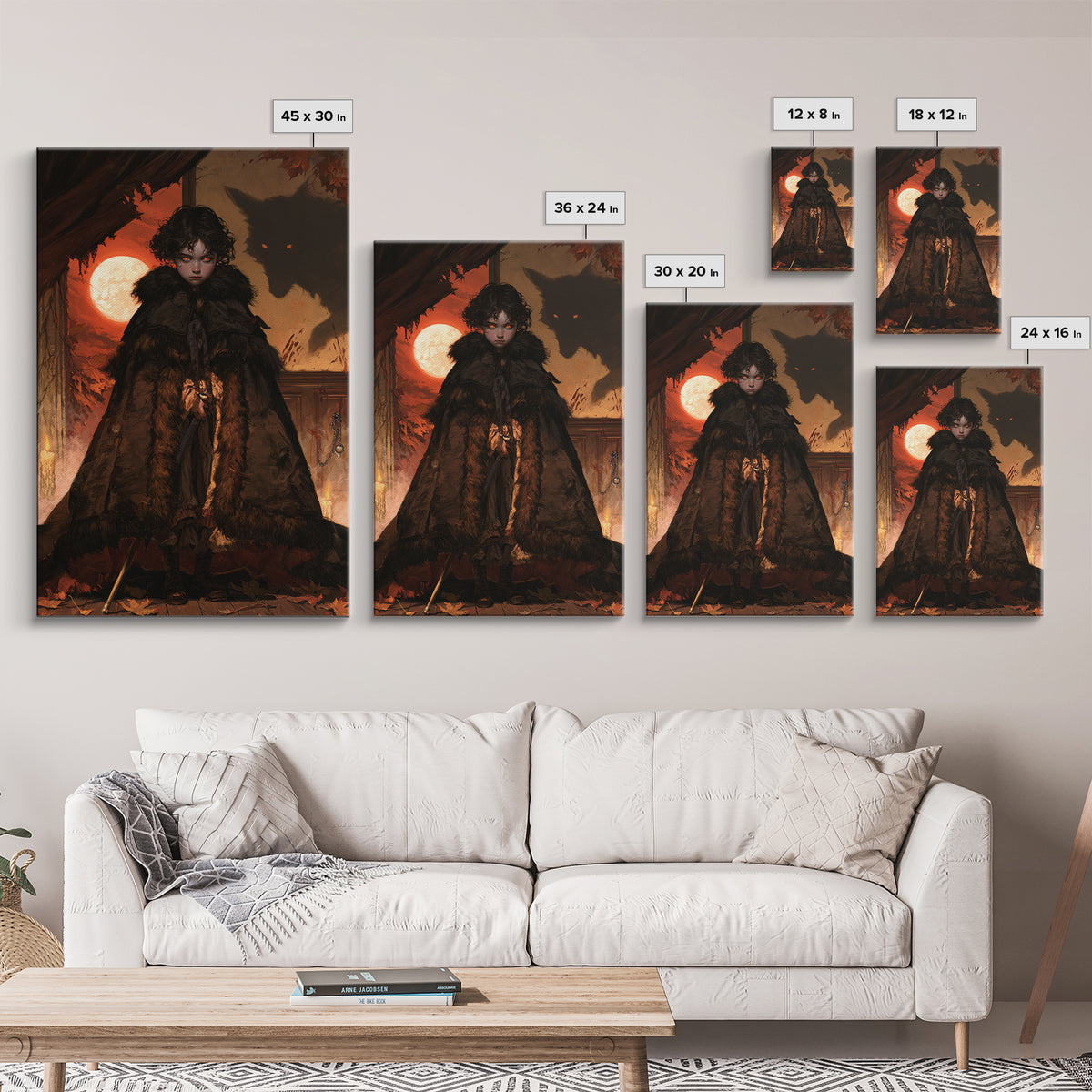 The Wolf-Child Of Ash Lane, Victorian Werewolf Portrait, Vertical Canvas Print, Gothic Home Decor, Classic Monster Art