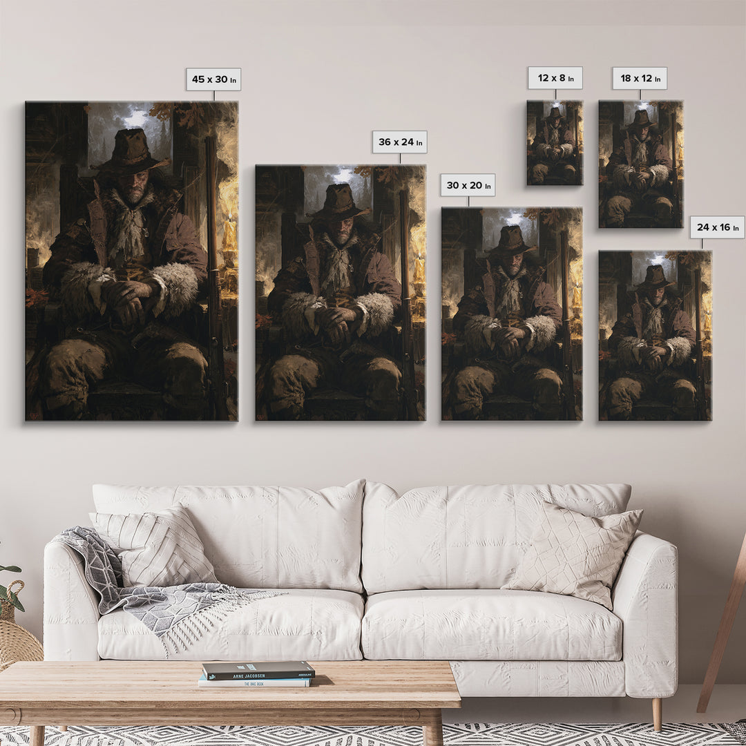 The Midnight Gamekeeper, Victorian Werewolf Portrait, Vertical Canvas Print, Antique Style Decor, Classic Monster Art