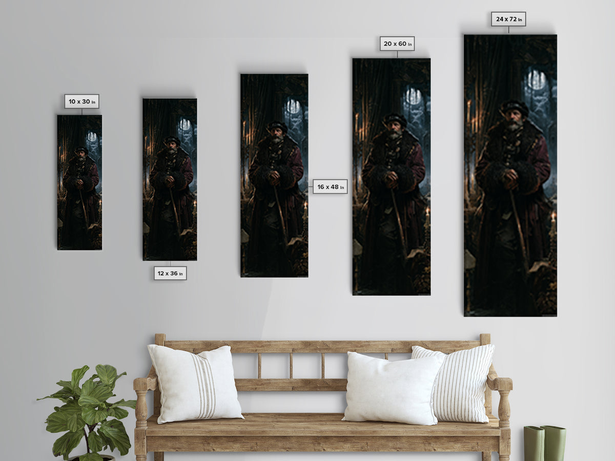 The Midnight Gamekeeper, Victorian Werewolf Portrait, Tall Narrow Canvas Print, Antique Style Decor, Gothic Wall Decor, Classic Monster Art